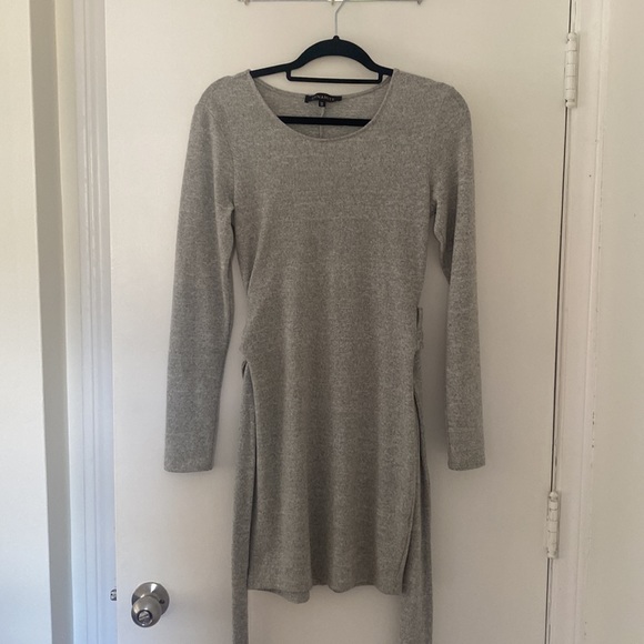 Women’s Dynamite grey belted sweater dress - Picture 4 of 5